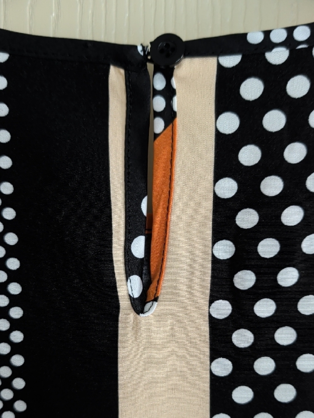 Striped Polka Dot Long-Sleeve Blouse - Black, Orange, Cream - 2XL - Picture 3 of 6